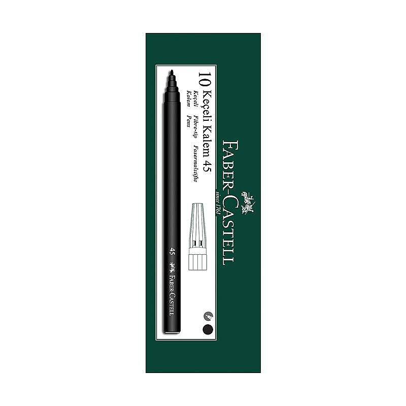 FABER-CASTELL 45 KEÇELİ KALEM SİYAH 10LU (5061155002)