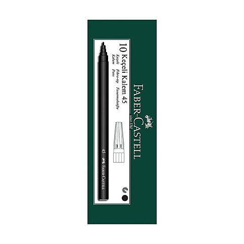 FABER-CASTELL 45 KEÇELİ KALEM SİYAH 10LU (5061155002) - 1