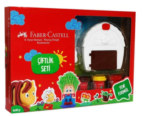 FABER-CASTELL OYUN HAMURU ÇİFTLİK SETİ 4 RENKx50gr (000026) - 1