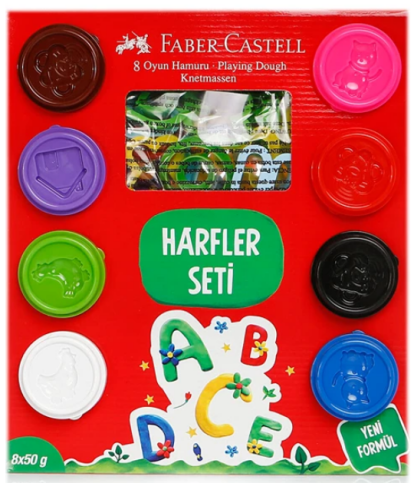 FABER-CASTELL OYUN HAMURU HARFLER SETİ 8 RENKx50gr (000025) - 1