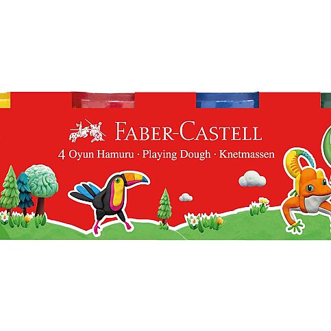 FABER-CASTELL OYUN HAMURU KLASİK 4 RENKx100gr (5170000041) - 1