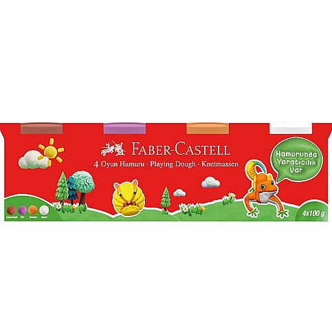 FABER-CASTELL OYUN HAMURU KLASİK 4 RENKx100gr (5170000042) - 1