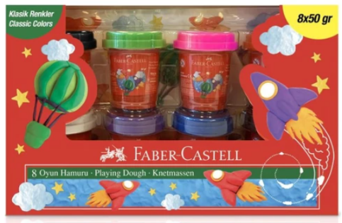 FABER-CASTELL OYUN HAMURU KLASİK 8 RENKx50gr (000022) - 1