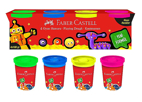 Faber-Castell Oyun Hamuru Neon 4 Renkx100Gr (000011) - 1