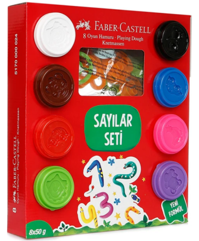 FABER-CASTELL OYUN HAMURU SAYILAR SETİ 8 RENKx50gr (000024) - 1