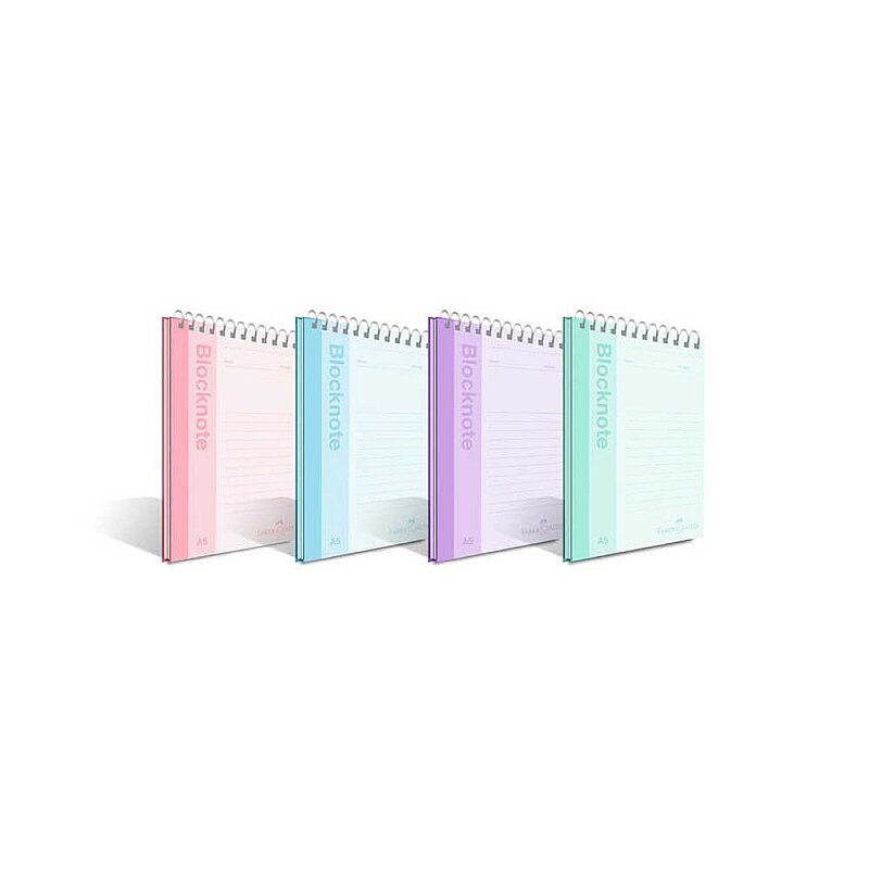 FABER-CASTELL PASTEL RENK SPİRALLİ BLOKNOT A4 DÜZ 80 YAPRAK (5075000422)