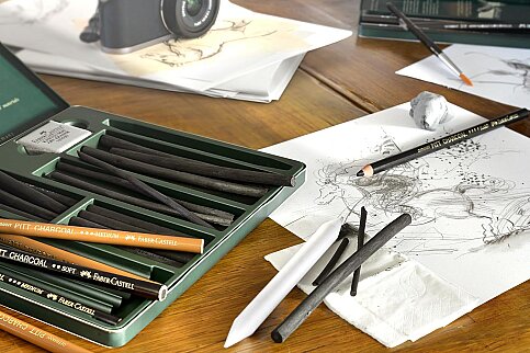 FABER-CASTELL PİTT MONOCHROME YUMUŞAK İŞLENMİŞ KÖMÜR SETİ SİYAH (5188112978) - 3