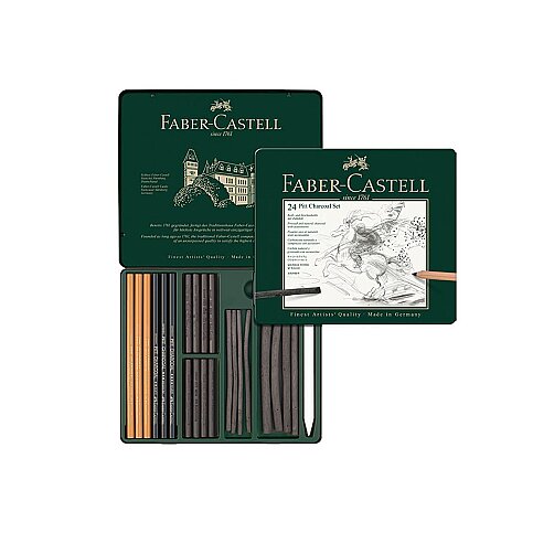 Faber-Castell Pitt Monochrome Yumuşak İşlenmiş Kömür Seti Siyah (5188112978) - 1