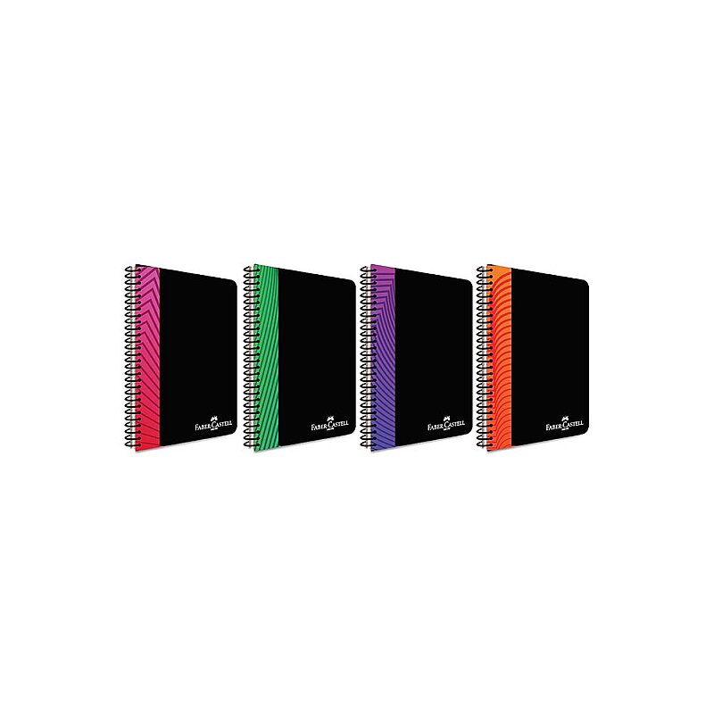 FABER-CASTELL ŞERİTLİ SPİRALLİ PLASTİK KAPAK DEFTER A4 DÜZ 80 YAPRAK (5075000332)