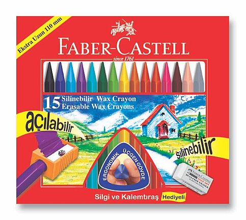 FABER-CASTELL SİLİNEBİLİR MUM BOYA 15 RENK (5281122715) - 1