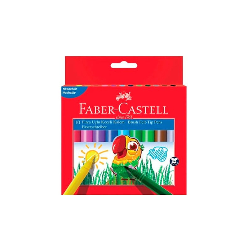 FABER-CASTELL SÜPER YIKANABİLİR FIRÇA UÇLU KEÇELİ KALEM 10 RENK (5062555010)