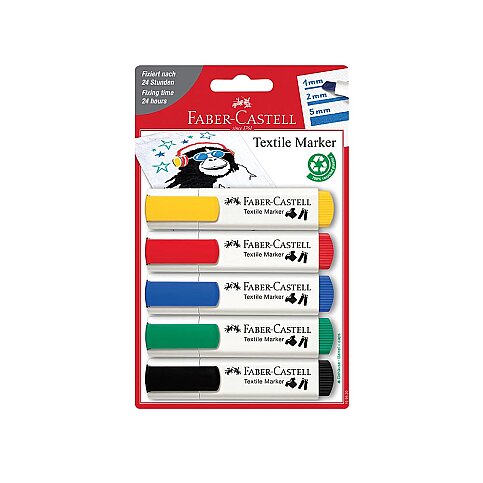 FABER-CASTELL TEKSTİL KALEMİ KLASİK 5 RENK BLİSTER (5040159520) - 1