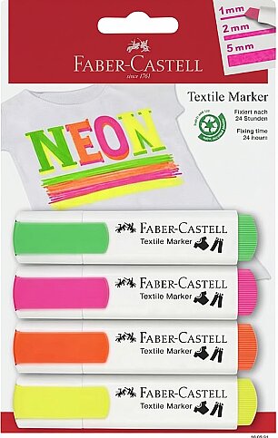 FABER-CASTELL TEKSTİL KALEMİ NEON 4 RENK BLİSTER (5040159591) - 1