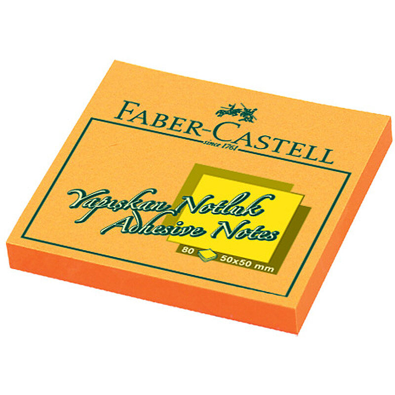FABER-CASTELL YAPIŞKANLI NOT KAĞIDI 50x50 FOSFORLU TURUNCU (5089565843)