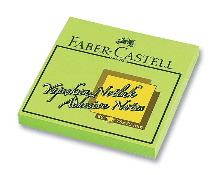 FABER-CASTELL YAPIŞKANLI NOT KAĞIDI 75x75 FOSFORLU YEŞİL (5089565433)