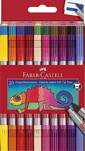 FABER-CASTELL ÇİFT UÇLU KEÇELİ KALEM 20 RENK (5062151119) - 1