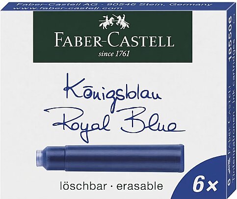 FABER-CASTELL GRİP DOLMA KALEM KARTUŞU MAVİ 6LI (5050185506) - 1
