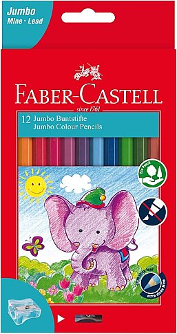 FABER-CASTELL JUMBO KURU BOYA TAMBOY 12 RENK KARTON KUTU (5171951000) - 1