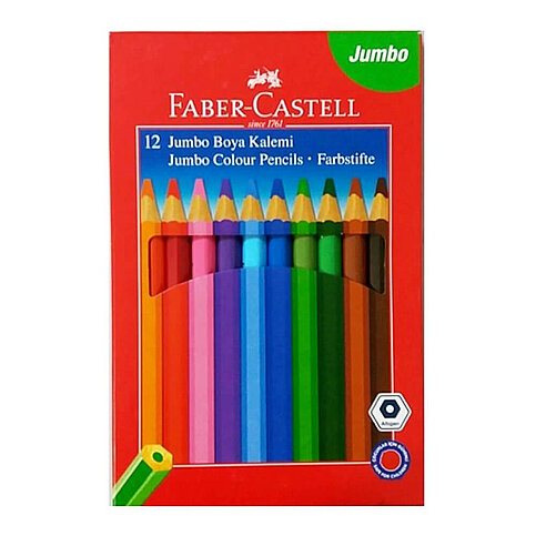 FABER-CASTELL JUMBO KURU BOYA TAMBOY 12 RENK KARTON KUTU (5171951000) - 1