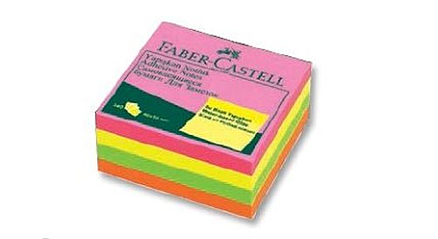 FABER-CASTELL YAPIŞKANLI NOT KAĞIDI 50x50 FOSFORLU RENKLER (5089565839) - 1