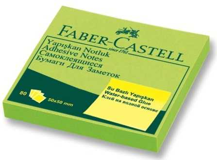 FABER-CASTELL YAPIŞKANLI NOT KAĞIDI 50x50 FOSFORLU YEŞİL (5089565842)