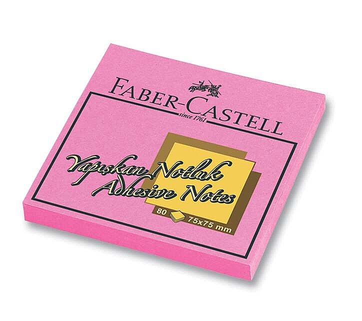 FABER-CASTELL YAPIŞKANLI NOT KAĞIDI 75x75 FOSFORLU PEMBE (5089565432)