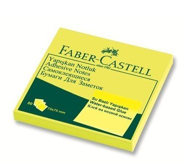 FABER-CASTELL YAPIŞKANLI NOT KAĞIDI 75x75 FOSFORLU SARI (565434)