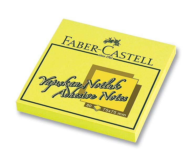 FABER-CASTELL YAPIŞKANLI NOT KAĞIDI 75x75 FOSFORLU SARI (5089565434)
