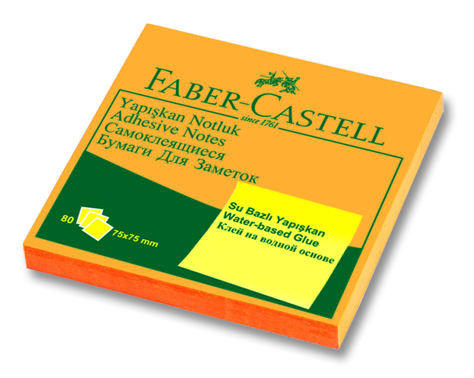 FABER-CASTELL YAPIŞKANLI NOT KAĞIDI 75x75 FOSFORLU TURUNCU (5089565435)