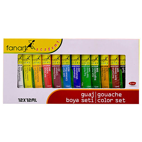 FANART ACADEMY GUAJ BOYA 12 RENKx12ml (F-3500.S12) - 1