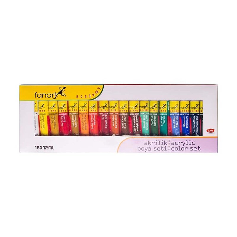FANART ACADEMY AKRİLİK BOYA 18 RENKx12ml (F-2000.S18)