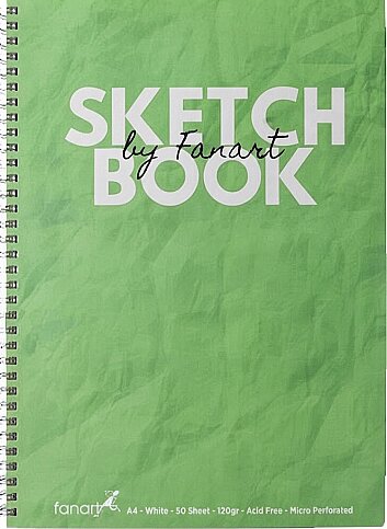 FANART ACADEMY SERT KAPAK SKETCH BOOK A4 50 YAPRAK 120gr YEŞİL (8673.A4) - 1