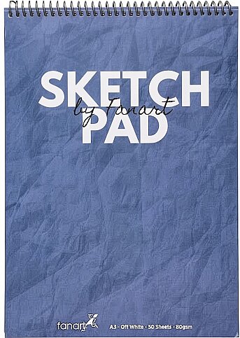 FANART ACADEMY ÜSTTEN SPİRALLİ SKETCH PAD A3 50 YAPRAK 80gr MAVİ (F-8681.A3) - 1