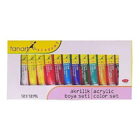 FANART ACADEMY AKRİLİK BOYA 12 RENKx12ml (F-2000.S12) - 1