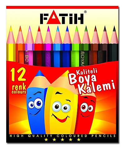 FATİH 33012 KURU BOYA YARIM BOY 12 RENK KARTON KUTU - 1