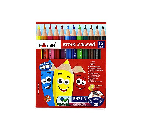 FATİH 33012 KURU BOYA YARIM BOY 12 RENK KARTON KUTU - 1