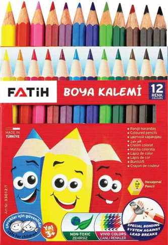Fatih 33012 Kuru Boya Yarım Boy 12 Renk Karton Kutu - 1