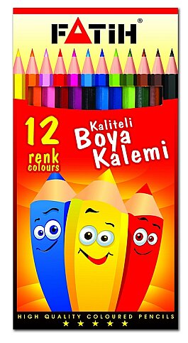 FATİH 33112 KURU BOYA TAM BOY 12 RENK KARTON KUTU - 1