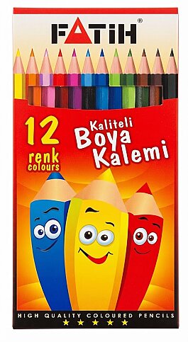 FATİH 33112 KURU BOYA TAM BOY 12 RENK KARTON KUTU - 1