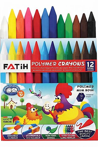 FATİH 50110 KISA CRAYONS PASTEL BOYA KALEMİ 12 RENK - 1