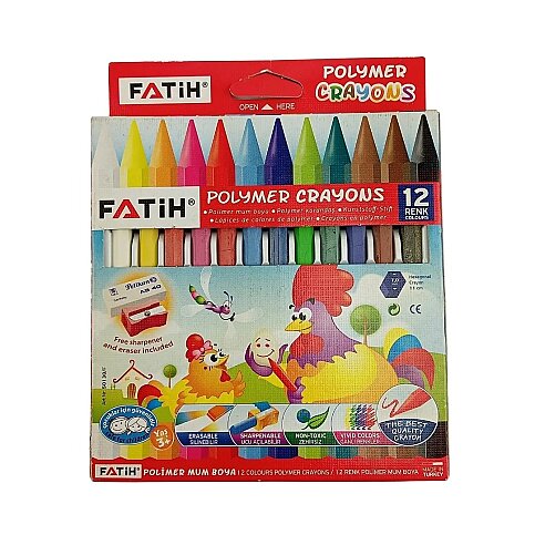 FATİH 50130 UZUN CRAYONS PASTEL BOYA KALEMİ 12 RENK - 1