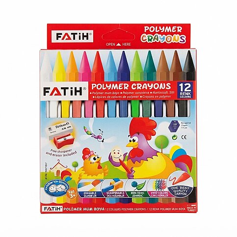 FATİH 50130 UZUN CRAYONS PASTEL BOYA KALEMİ 12 RENK - 1
