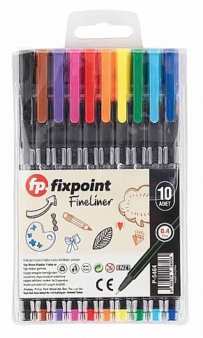 FİXPOİNT P-5464 KLİPSLİ FİNELİNER KEÇE UÇLU KALEM 0.4mm 10 RENK - 1