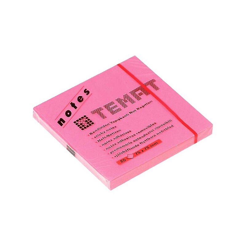 TEMAT YAPIŞKANLI NOT KAĞIDI 75x75 80 YAPRAK FOSFORLU PEMBE (10612)
