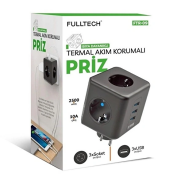 Fulltech Ftr-09 Termal Akım Korumalı 3X Usb Priz - 1