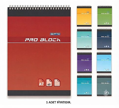 GIPTA 1502 PRO-BLOCK SPİRALLİ BLOKNOT A7 ÇİZGİLİ 40 YAPRAK (1502000-2012) - 1