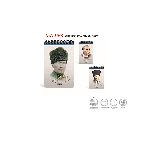 GIPTA 2610 ATATÜRK SPİRALLİ BLOKNOT A4 KARELİ 100 YAPRAK (2610000-2181) - 1