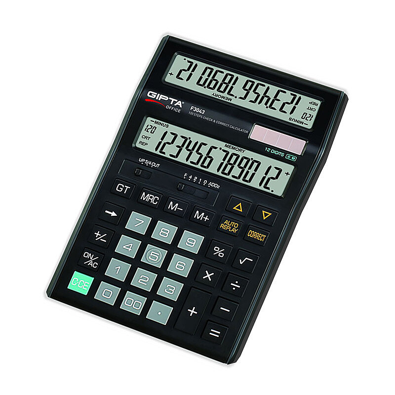 GIPTA F3043 ÇİFT EKRAN MASA ÜSTÜ HESAP MAKİNESİ 12 HANE (F304300-5001)
