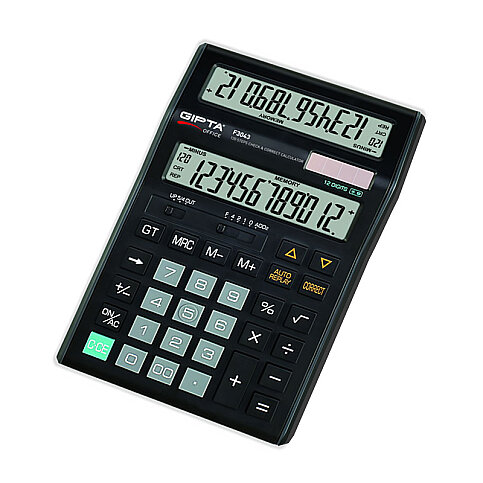 GIPTA F3043 ÇİFT EKRAN MASA ÜSTÜ HESAP MAKİNESİ 12 HANE (F304300-5001) - 1