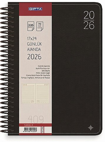 GIPTA 409-SNK SUNDAY SPİRALLİ GÜNLÜK AJANDA 17x24 (0409SNK-2021) - 1